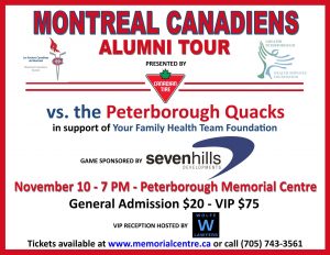 Montreal Canadiens Alumni Roster Announced For Game in Peterborough!